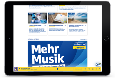 Antenne Bayern Website Tablet-Ansicht Newsbereich