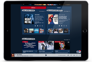 Rock Antenne Website Tablet-Ansicht persönlicher Bereich