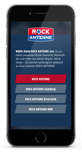 Rock Antenne Website mobile Senderauswahl