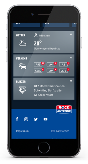 Rock Antenne Website mobile Gadgets Wetter und Verkehr